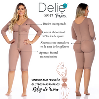 Faja (Fit 360) a la rodilla con bra, mangas y ajustes de broches -DELIÉ 09347